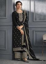 Dola Silk Black Wedding Wear Embroidery Work Plazzo Suit